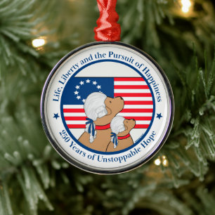America 250 Year Anniversary Founding Fathers Metal Ornament
