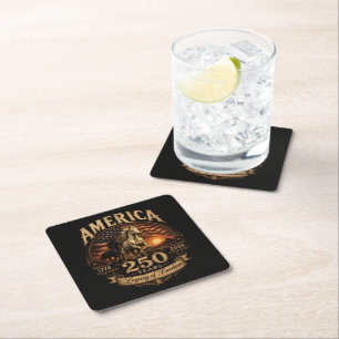 America 250 Years 1776 2026 Centennial  Square Paper Coaster