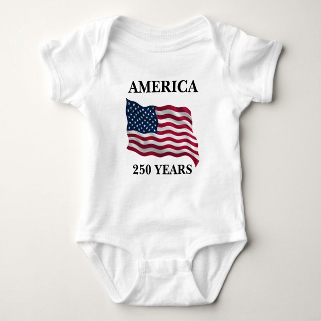 America 250 Years Flag Baby Bodysuit (Front)