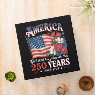 America 250 Years Flag Floral Binder