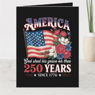 America 250 Years Flag Floral Card