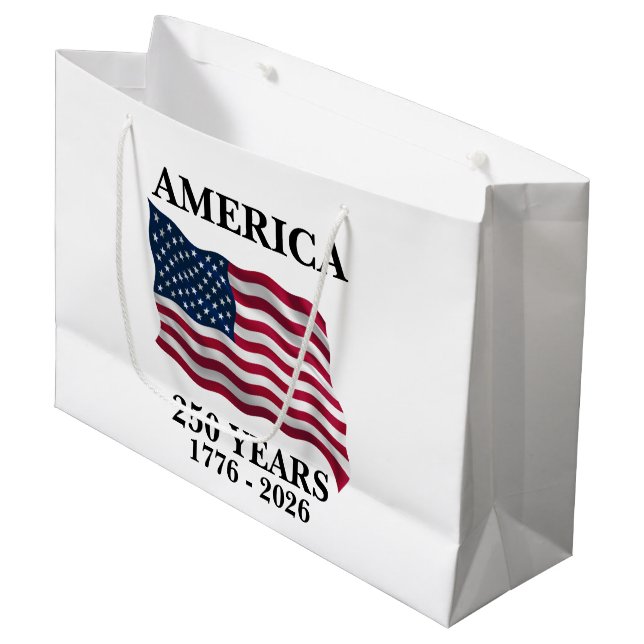 America 250 Years Flag Large Gift Bag (Front Angled)
