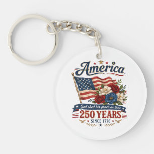 America 250 Years Floral Flag Keychain