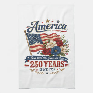 America 250 Years Floral Flag Kitchen Towel