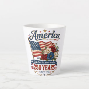 America 250 Years Floral Flag Latte Mug