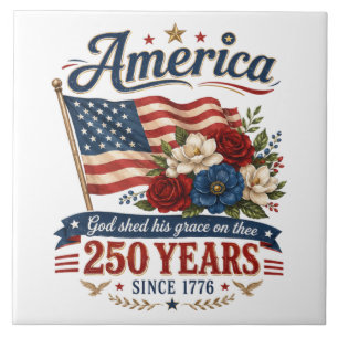 America 250 Years Floral Flag Tile