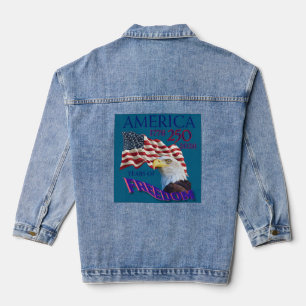 America 250 Years of Freedom Flag with Bald Eagle Denim Jacket