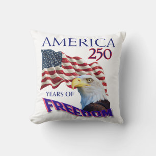 America 250 Years of Freedom Flag with Bald Eagle Throw Pillow