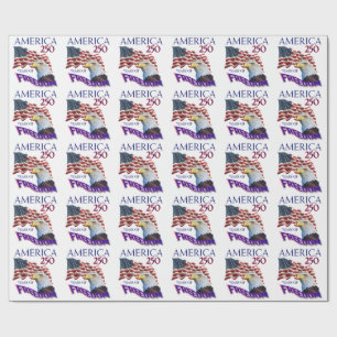 America 250 Years of Freedom Flag with Bald Eagle Wrapping Paper