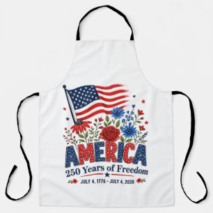 america 250 years of freedom floral flag apron