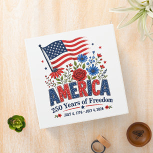 America 250 Years of Freedom Floral Flag Binder