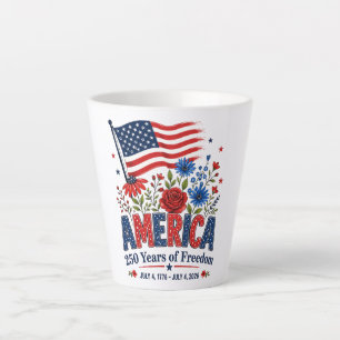 America 250 Years of Freedom Floral Flag Latte Mug