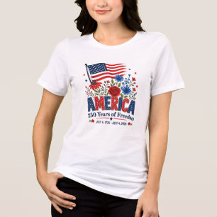 America 250 Years of Freedom Floral Flag Tri-Blend Shirt