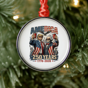 America 250 Years Patriotic Celebration Metal Ornament