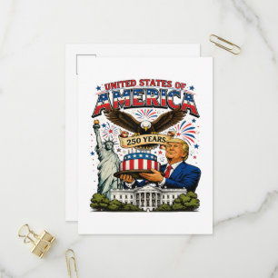 America 250 Years Patriotic Eagle Celebration Invitation Postcard