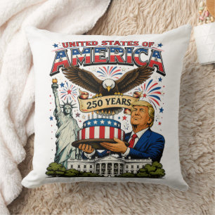 America 250 Years Patriotic Eagle Celebration Throw Pillow