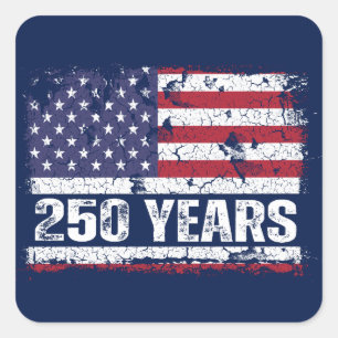  America 250 Years Retro Flag 250th Anniversary Square Sticker