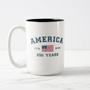 America 250 Years USA United States Flag July 4th Two-Tone Coffee Mug