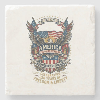 America 250th Americana 1776 Freedom Eagle USA Stone Coaster
