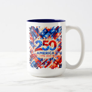 America 250th Anniversary 1776–2026 USA Patriotic Two-Tone Coffee Mug