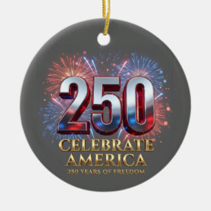 America 250th Anniversary, 1776 Semiquincentennial Ceramic Ornament