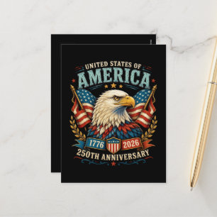 America 250th Anniversary Celebration Eagle Holiday Postcard