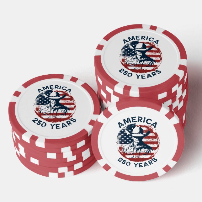 America 250th Anniversary Cowboy 1776-2026 Poker Chips (Stack)