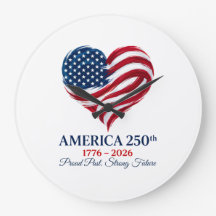 America 250th Anniversary Flag Heart Clock