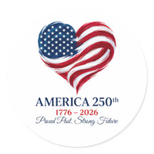America 250th Anniversary Flag Heart Sticker