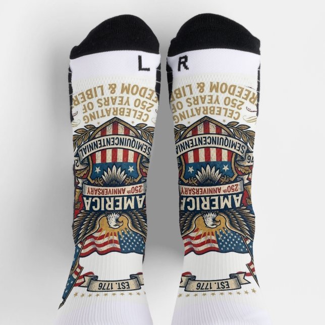 America 250th Anniversary Patriotic 1776 Freedom  Socks (Top)
