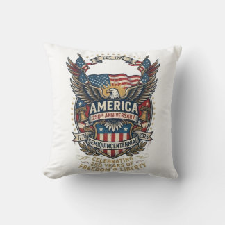 America 250th Anniversary Patriotic 1776 Freedom  Throw Pillow