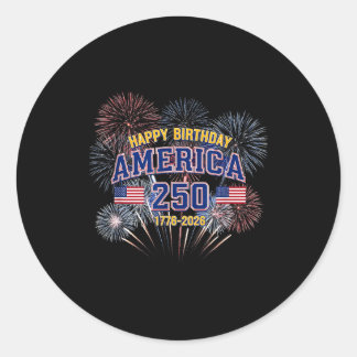 America 250th anniversary patriotic fireworks classic round sticker