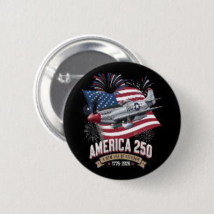 America 250th Anniversary Plane 2 Inch Round Button