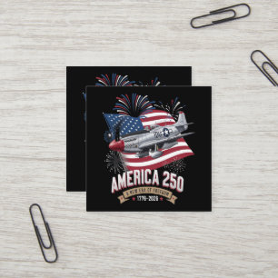 America 250th Anniversary Plane Square Business Card