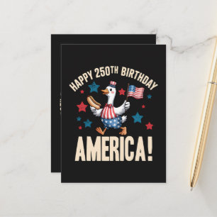 America 250Th Anniversary Silly Patriotic Goose Announcement Postcard