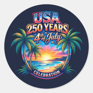 America 250th anniversary USA Palm Beach Classic Round Sticker
