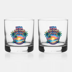 America 250th anniversary USA Palm Beach Whiskey Glass