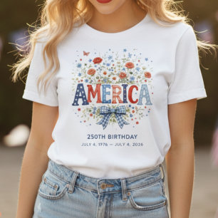 America 250th Birthday Floral Women's T-Shirt