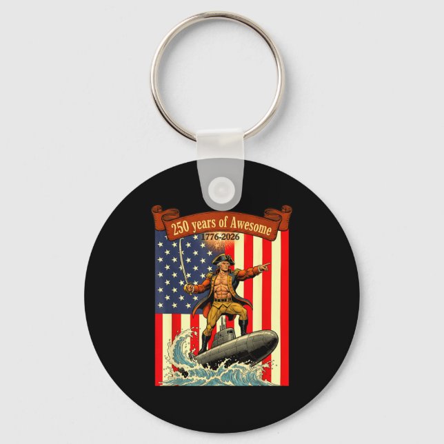 America 250th funny george washington riding keychain (Front)