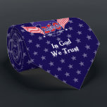 America 250th-Spirit of Freedom-Blue-White Stars  Tie<br><div class="desc">The United States will celebrate its 250th anniversary of independence on July 4,  2026,  and this design is a fantastic choice to celebrate! You can edit the text: In God We Trust. This design is available on a blue,  red,  and purple background,  with and without the tiling stars.</div>