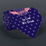 America 250th-Spirit of Freedom-Blue-White Stars  Tie<br><div class="desc">The United States will celebrate its 250th anniversary of independence on July 4,  2026,  and this design is a fantastic choice to celebrate! You can edit the text: In God We Trust. This design is available on a blue,  red,  and purple background,  with and without the tiling stars.</div>