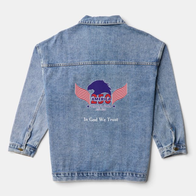 America 250th-Spirit of Freedom-Editable Back Text Denim Jacket (Back)