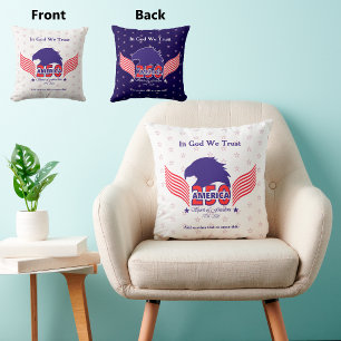 America 250th-Spirit of Freedom-White&Blue-Text Throw Pillow