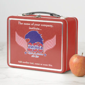 America 250th-Spirit of Freedom-White Text Metal Lunch Box