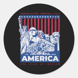 America 250th Year Of Freedom Classic Round Sticker