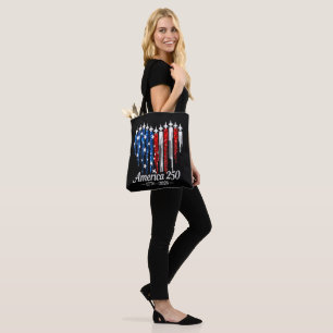 America 250th Years Heart Flag Tote Bag