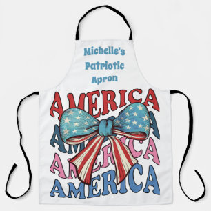 America 4th July big bow Apron