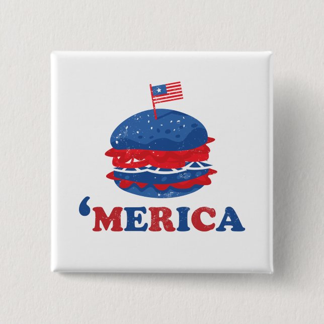 America 4th Of July 2 Inch Square Button (Front)