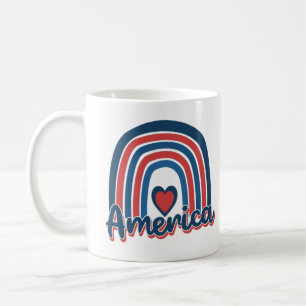 America 4th of July Celebration Rainbow USA Coffee Mug