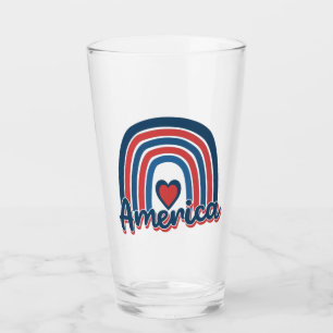 America 4th of July Celebration Rainbow USA Glass